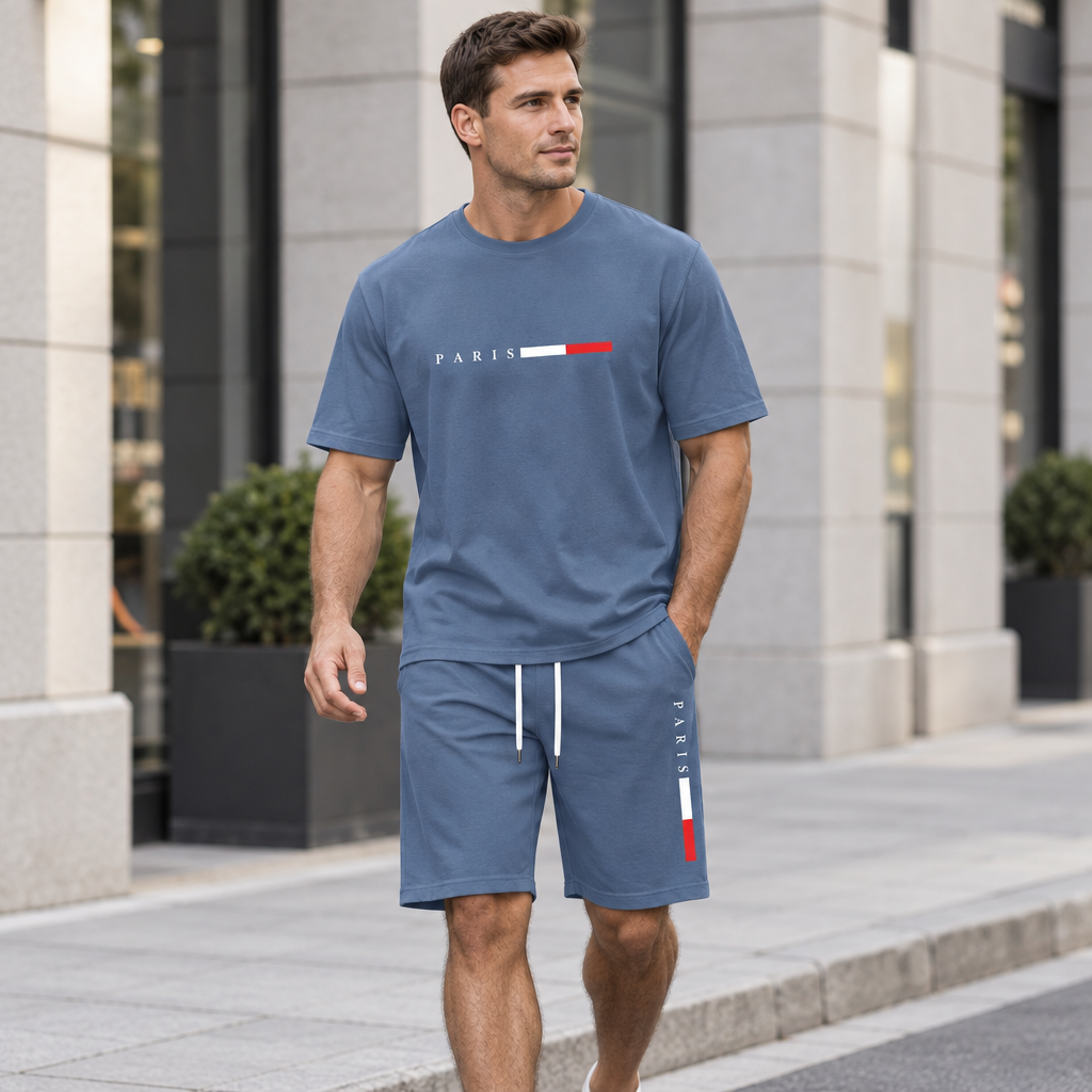 Men's Summer Tracksuit Set - 2-Piece Short Sleeve O-Neck Running Suit Plus Size T-shirt