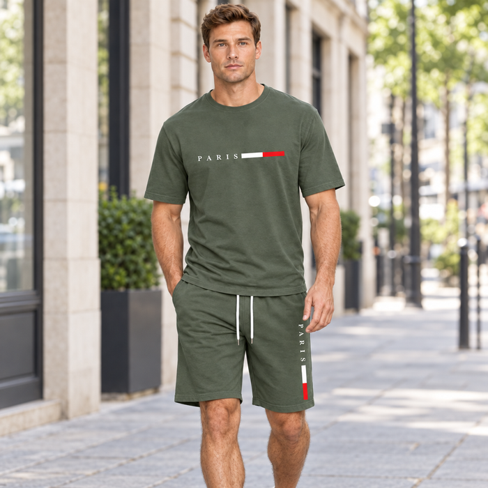 Men's Summer Tracksuit Set - 2-Piece Short Sleeve O-Neck Running Suit Plus Size T-shirt