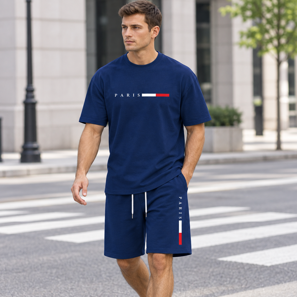 Men's Summer Tracksuit Set - 2-Piece Short Sleeve O-Neck Running Suit Plus Size T-shirt