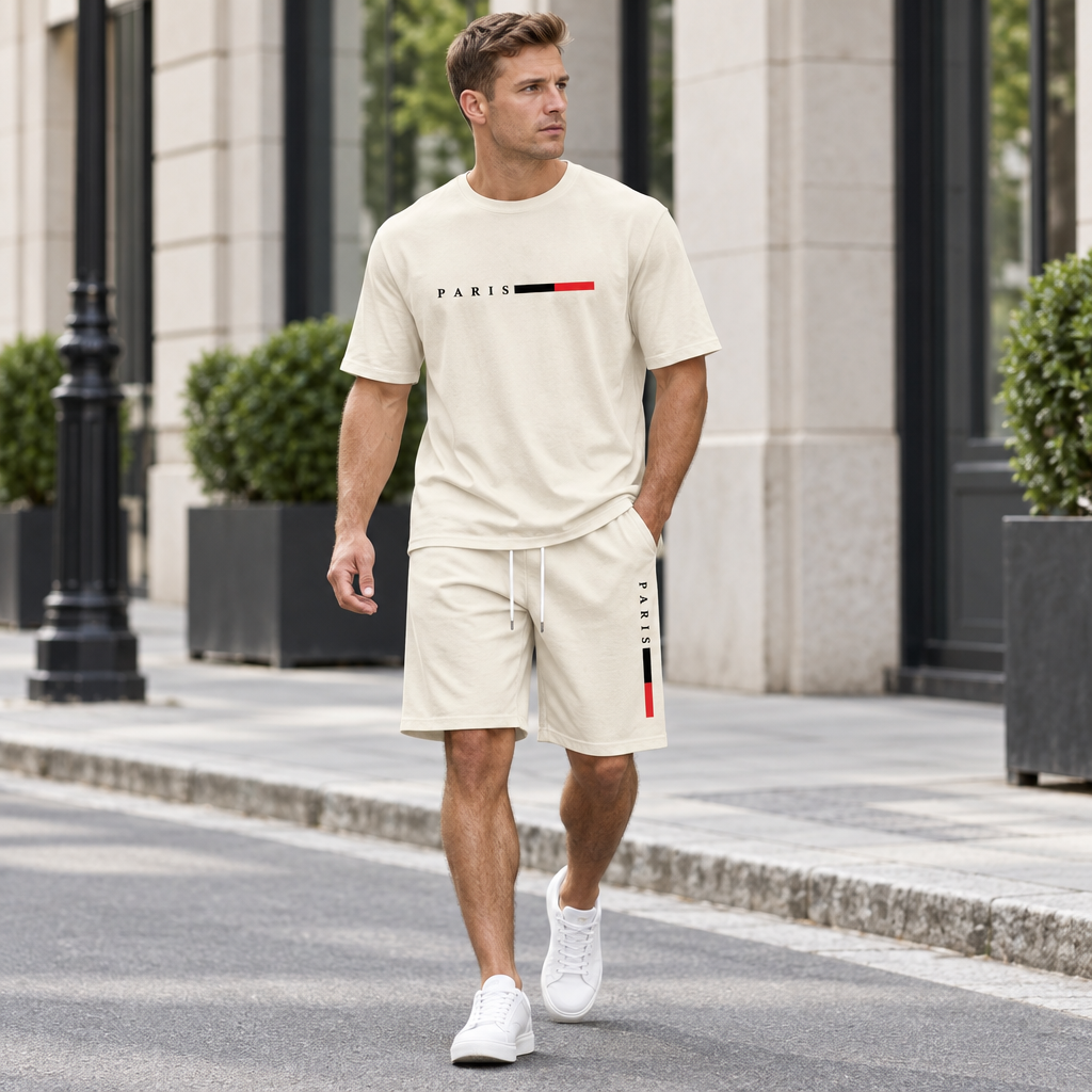 Men's Summer Tracksuit Set - 2-Piece Short Sleeve O-Neck Running Suit Plus Size T-shirt