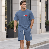 Men's Summer Tracksuit Set - 2-Piece Short Sleeve O-Neck Running Suit Plus Size T-shirt