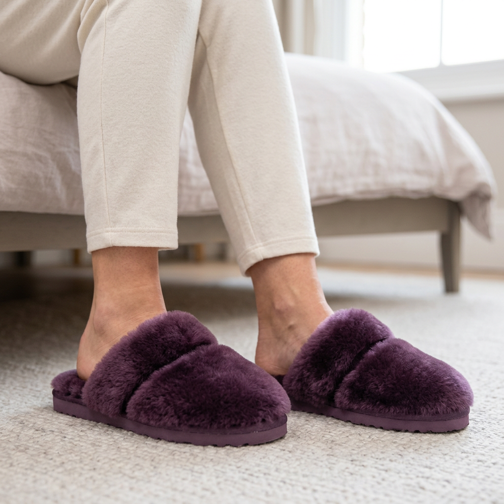 Cozy Sheepskin Winter Slippers for Women - Warm Indoor Fur Wool Slip-Ons