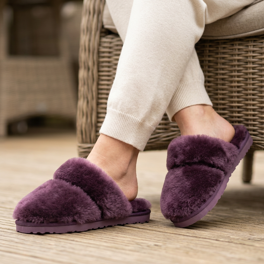 Cozy Sheepskin Winter Slippers for Women - Warm Indoor Fur Wool Slip-Ons
