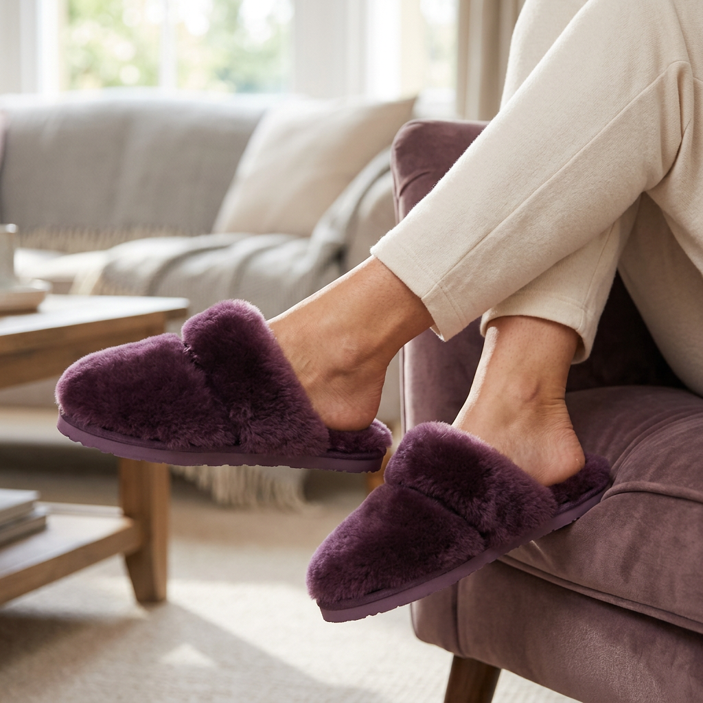 Cozy Sheepskin Winter Slippers for Women - Warm Indoor Fur Wool Slip-Ons