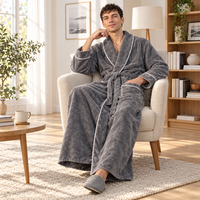 Men's Cozy Flannel Robe - Plush Coral Fleece for Ultimate Home Comfort