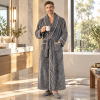 Men's Cozy Flannel Robe - Plush Coral Fleece for Ultimate Home Comfort