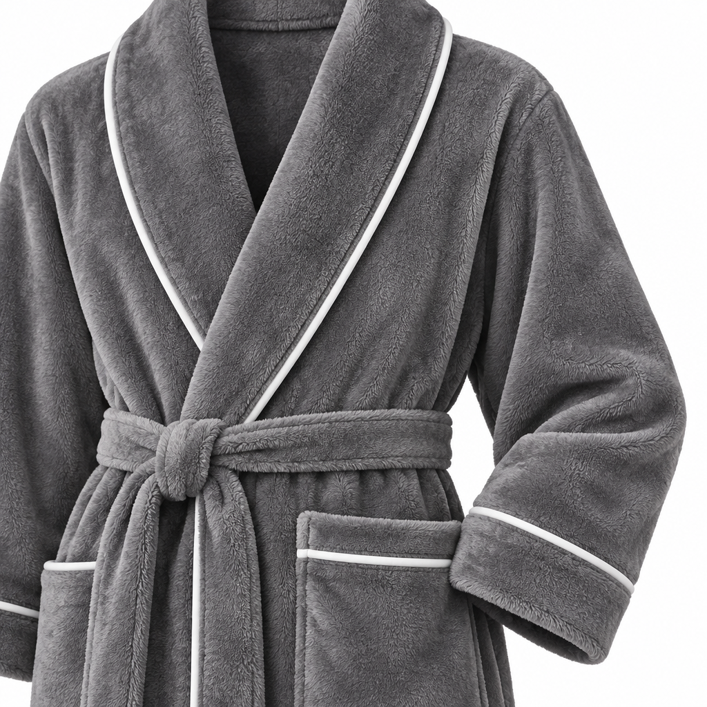 Men's Cozy Flannel Robe - Plush Coral Fleece for Ultimate Home Comfort
