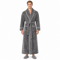 Men's Cozy Flannel Robe - Plush Coral Fleece for Ultimate Home Comfort