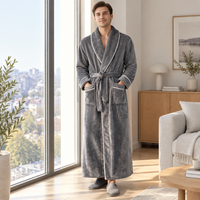 Men's Cozy Flannel Robe - Plush Coral Fleece for Ultimate Home Comfort