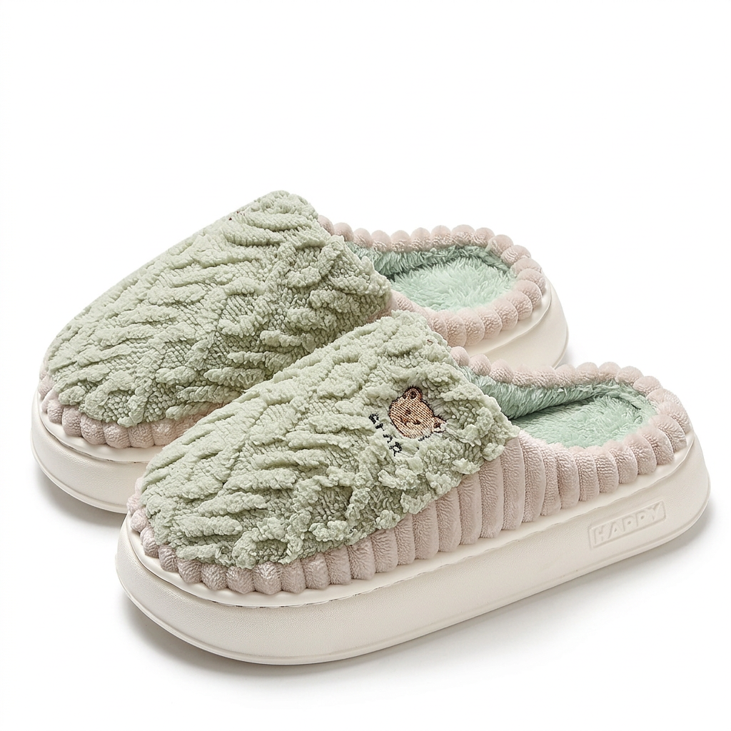 Cute Bear Plush Slippers: Warm and Stylish Fleece Shoes for Cozy Living