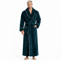 Men's Cozy Flannel Robe - Plush Coral Fleece for Ultimate Home Comfort