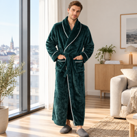 Men's Cozy Flannel Robe - Plush Coral Fleece for Ultimate Home Comfort