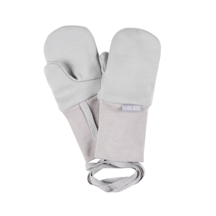 Grey Merino Wool Baby Mittens with Thumb