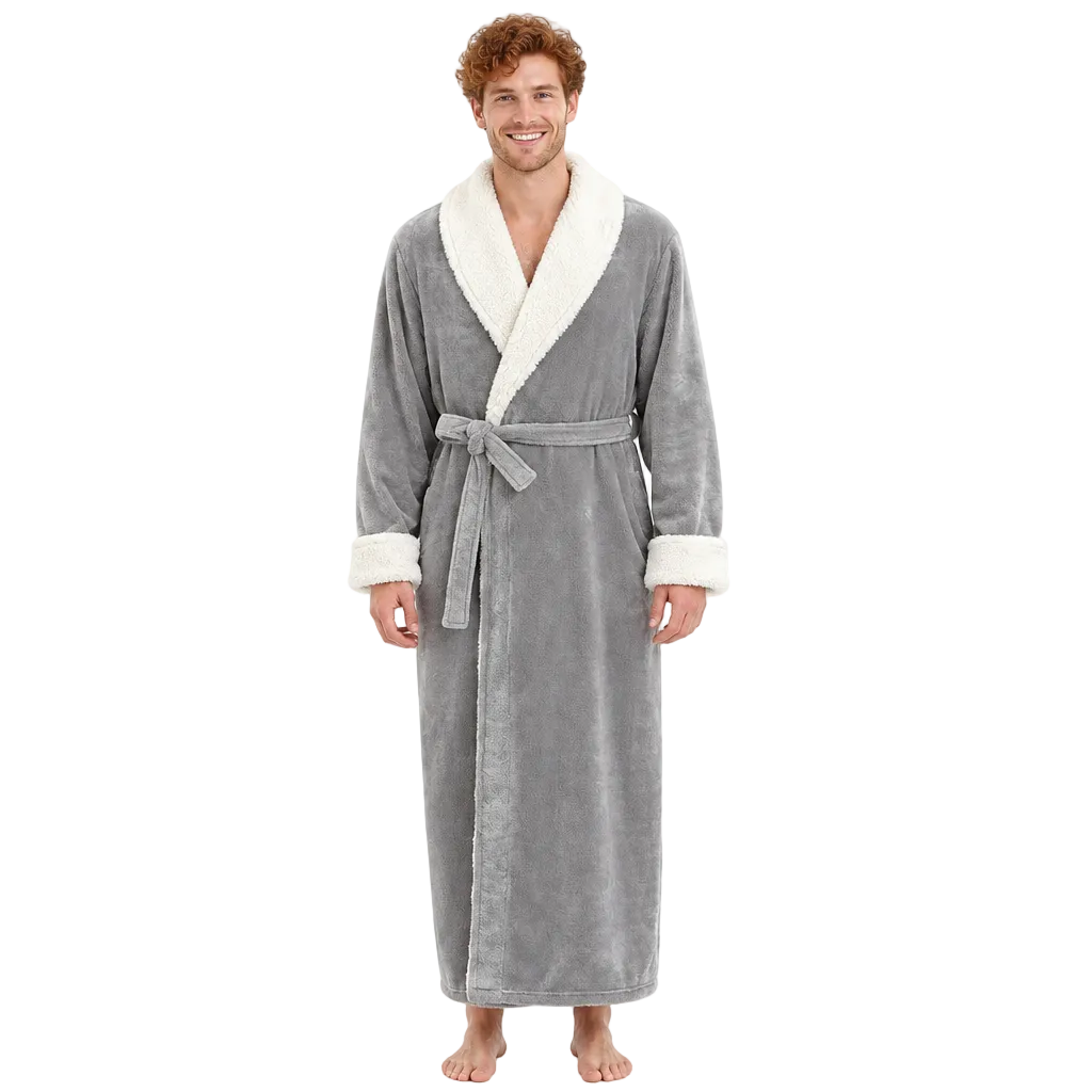 Men's Plus Size Winter Bathrobe - Ultra-Soft Coral Fleece Luxury for Cozy Comfort