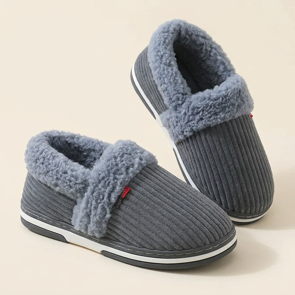 Men’s Plush Winter Slippers – Soft, Warm Indoor Shoes with Non-Slip Rubber Soles