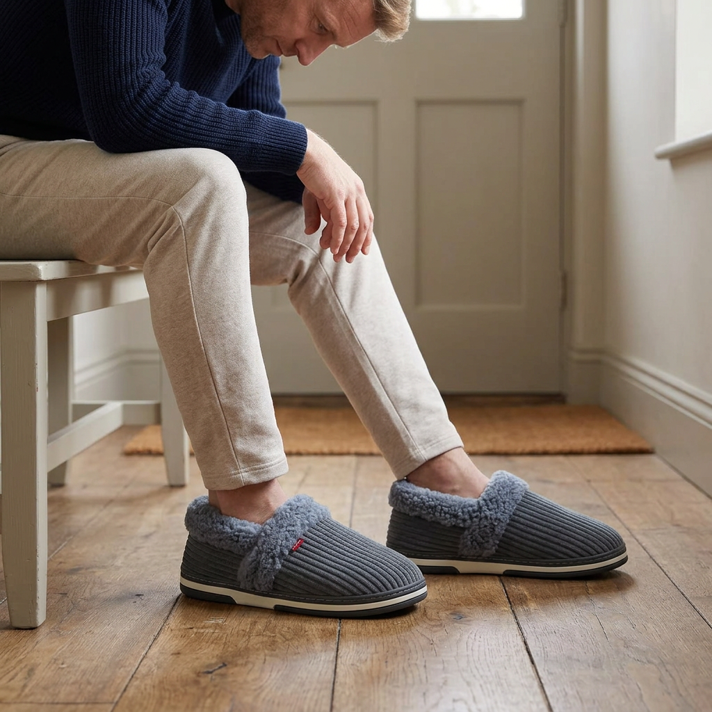 Men’s Plush Winter Slippers – Soft, Warm Indoor Shoes with Non-Slip Rubber Soles