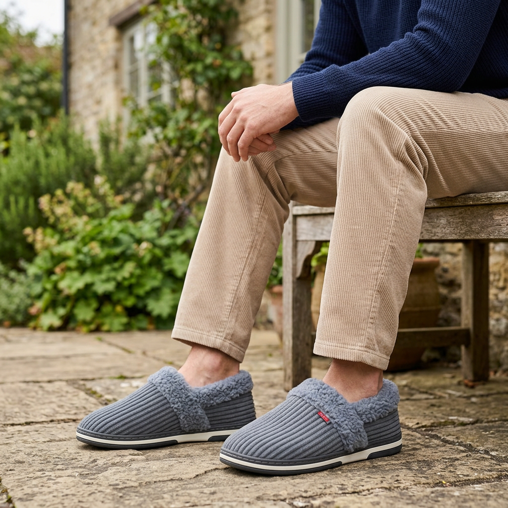 Men’s Plush Winter Slippers – Soft, Warm Indoor Shoes with Non-Slip Rubber Soles