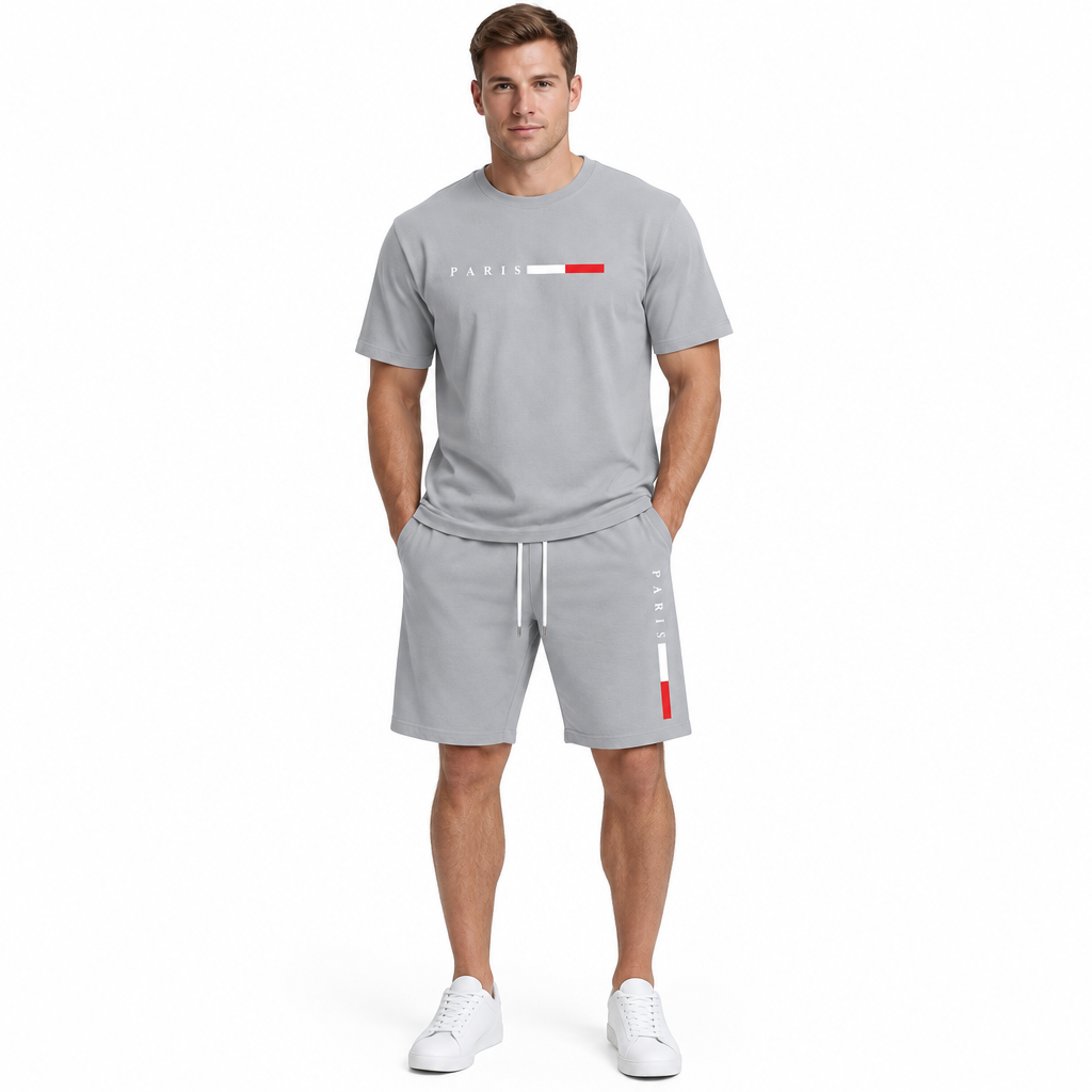 Men's Summer Tracksuit Set - 2-Piece Short Sleeve O-Neck Running Suit Plus Size T-shirt
