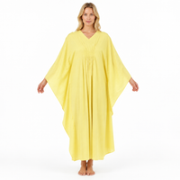 Women's Cotton Kaftan Lounger in Lemon Yellow - One Size