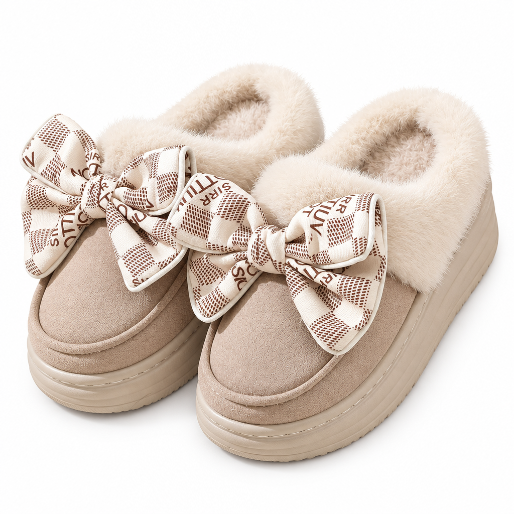 Cute Bowknot Plush Slippers: Your Go-To Winter Warmth for Cozy Nights