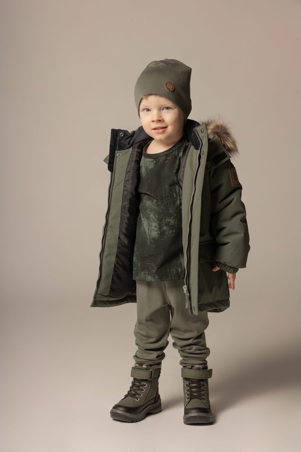 Khaki Green Double-Layer Merino Wool Hat