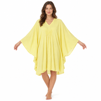 Women's Cotton Kaftan Lounger in Lemon Yellow - One Size