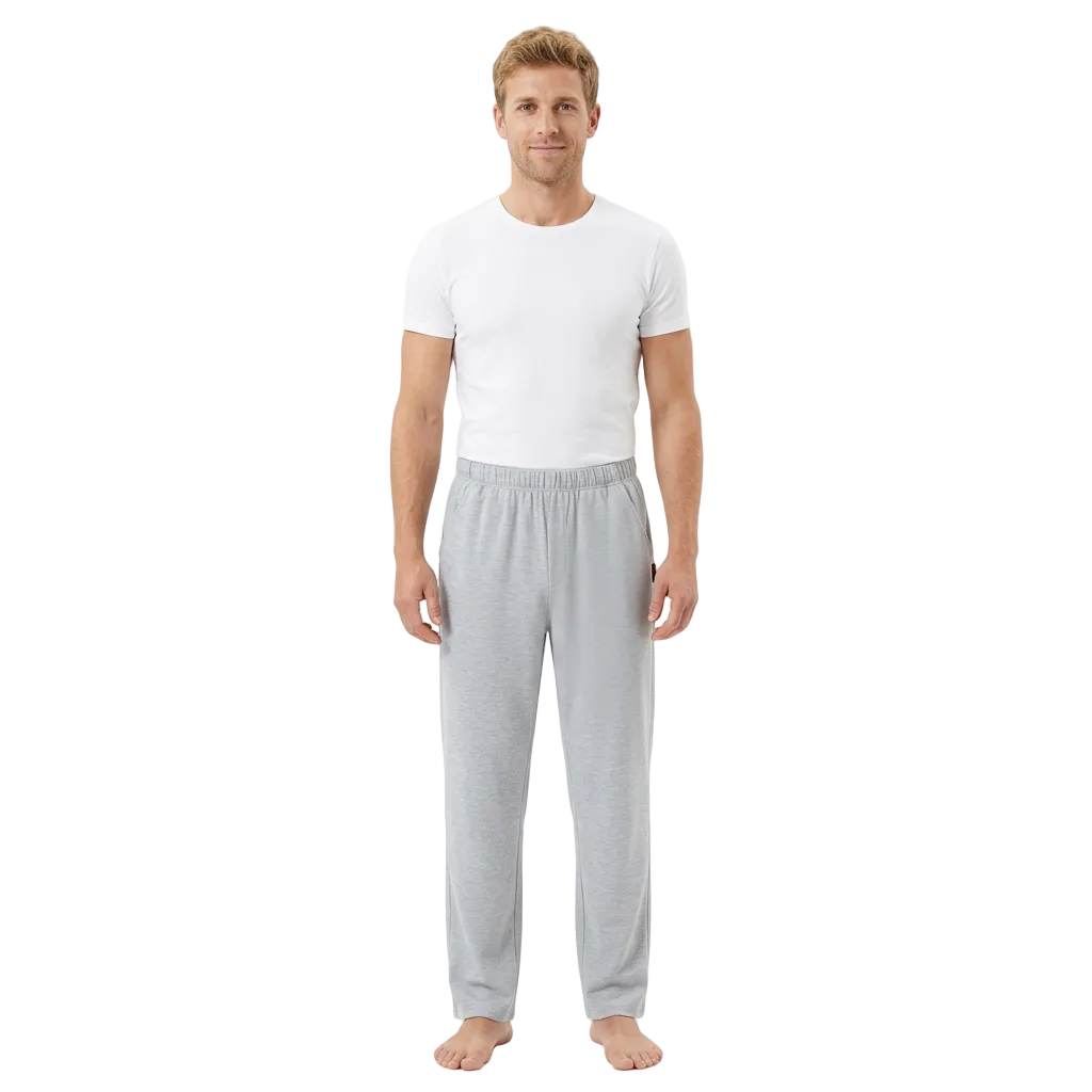 Men's Cotton Pyjama Pants with Pockets and Elastic Waist in Large Size