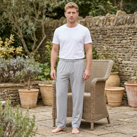 Men's Cotton Pyjama Pants with Pockets and Elastic Waist in Large Size