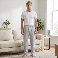Men's Cotton Pyjama Pants with Pockets and Elastic Waist in Large Size