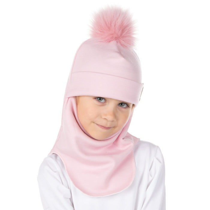 Light Pink Merino Wool Pom-Pom Balaclava