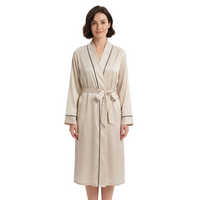 Women's Long Silk Robe – Lightweight Summer Dressing Gown for Home & Relaxation