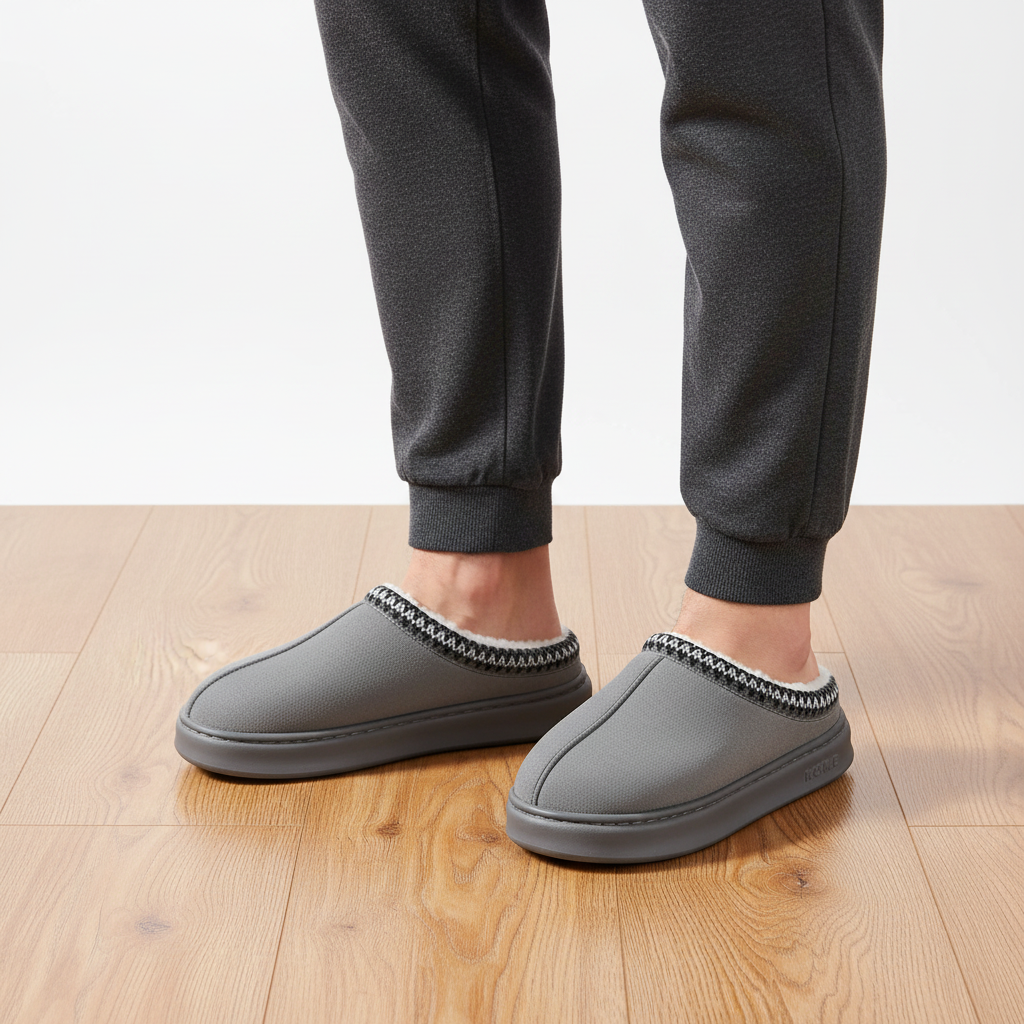 Men's Faux Suede Home Slippers - Comfortable & Stylish Indoor Footwear