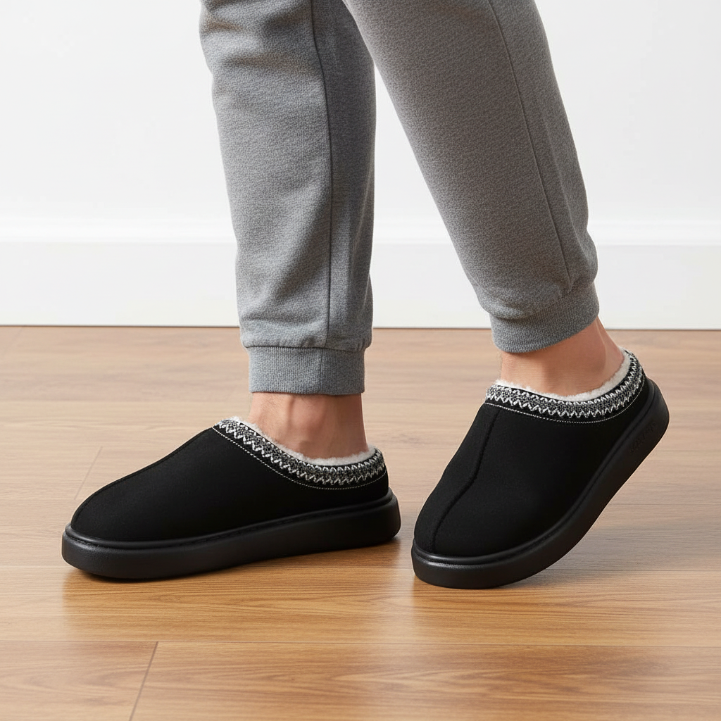 Men's Faux Suede Home Slippers - Comfortable & Stylish Indoor Footwear