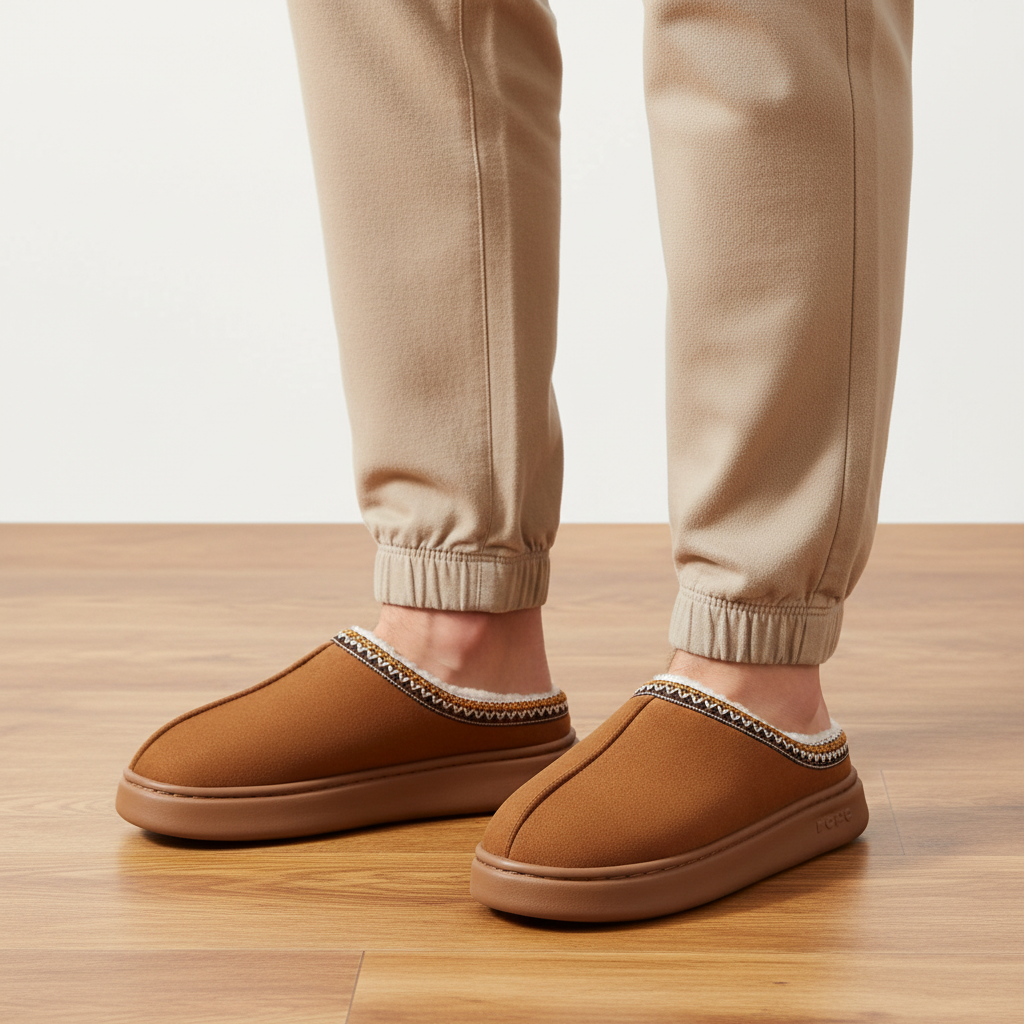 Men's Faux Suede Home Slippers - Comfortable & Stylish Indoor Footwear