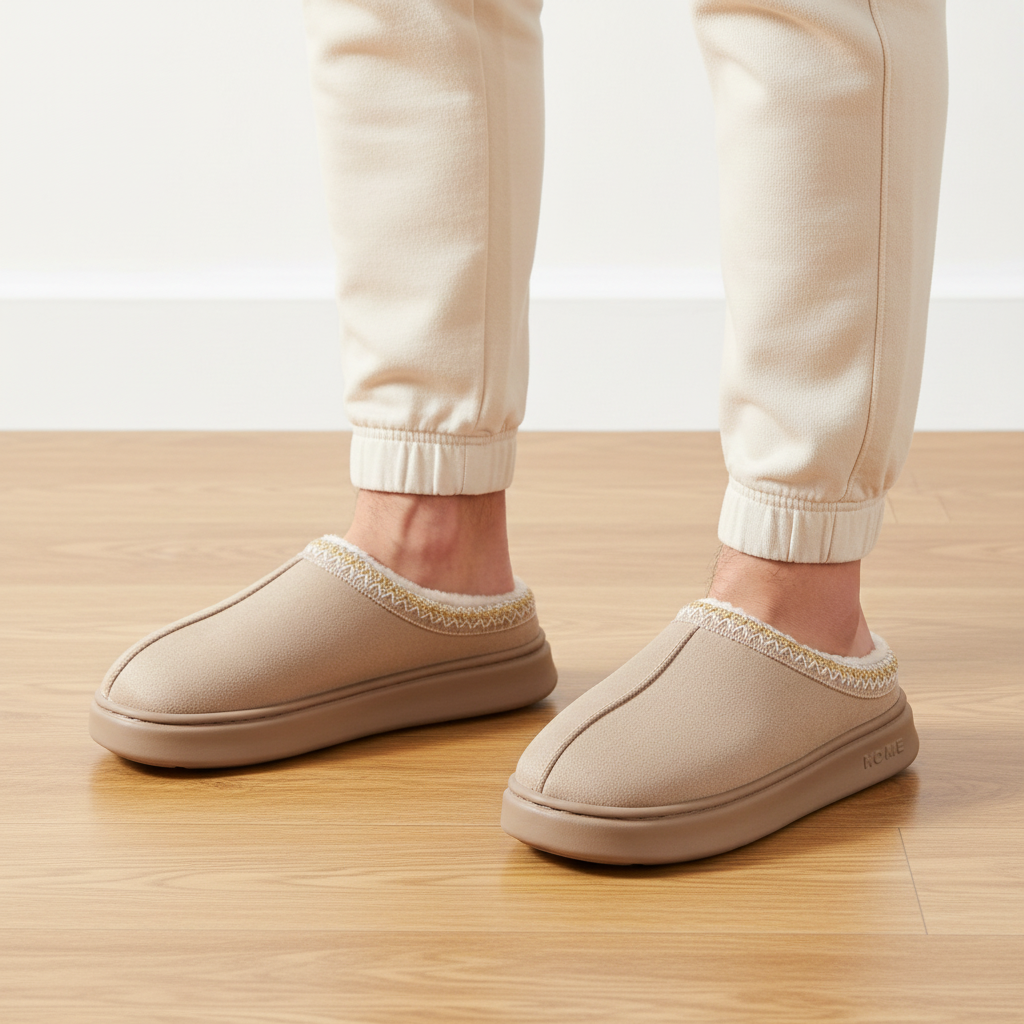 Men's Faux Suede Home Slippers - Comfortable & Stylish Indoor Footwear