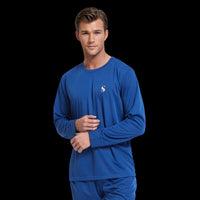 Men's Brushed Loungewear Set: Blue Jogger - Style Long - Sleeve Pyjamas. - SaneShoppe