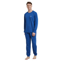 Men's Brushed Loungewear Set: Blue Jogger - Style Long - Sleeve Pyjamas. - SaneShoppe