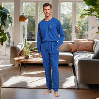 Men's Brushed Loungewear Set: Blue Jogger - Style Long - Sleeve Pyjamas. - SaneShoppe