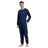 Men's Brushed Navy Pyjama Set, Jogger Style Luxury Loungewear - SaneShoppe