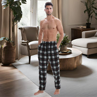 Men's Fleece Loungewear Pyjama Bottoms Lounge Pants Black Red - SaneShoppe