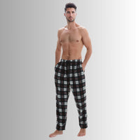 Men's Fleece Loungewear Pyjama Bottoms Lounge Pants Black Red - SaneShoppe