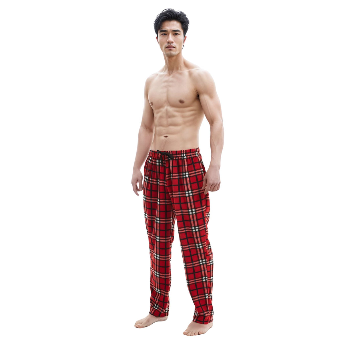 Men's Fleece Pajama Pants, Pyjama Bottoms Red, Black - SaneShoppe