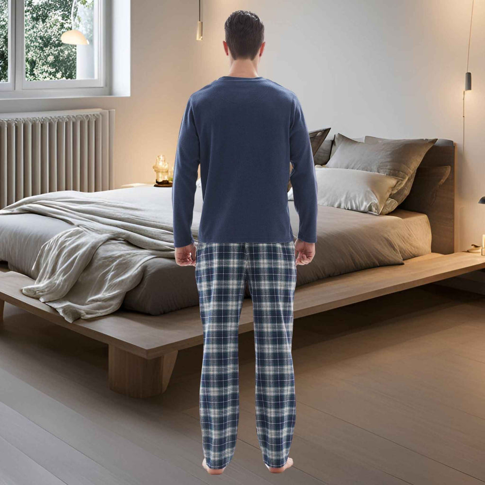 Men's Thermal Fleece Pyjama Set with Cotton Bottoms, Sizes M-XXL