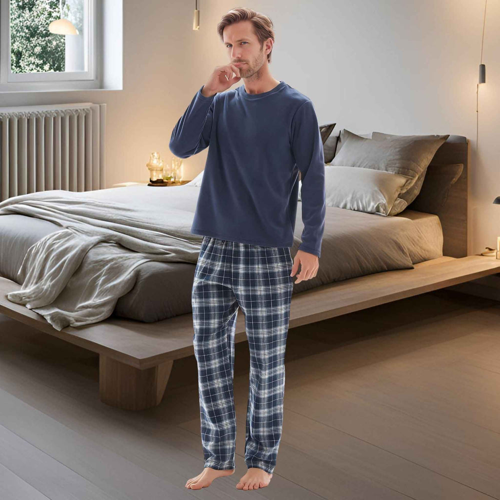 Men's Thermal Fleece Pyjama Set with Cotton Bottoms, Sizes M-XXL