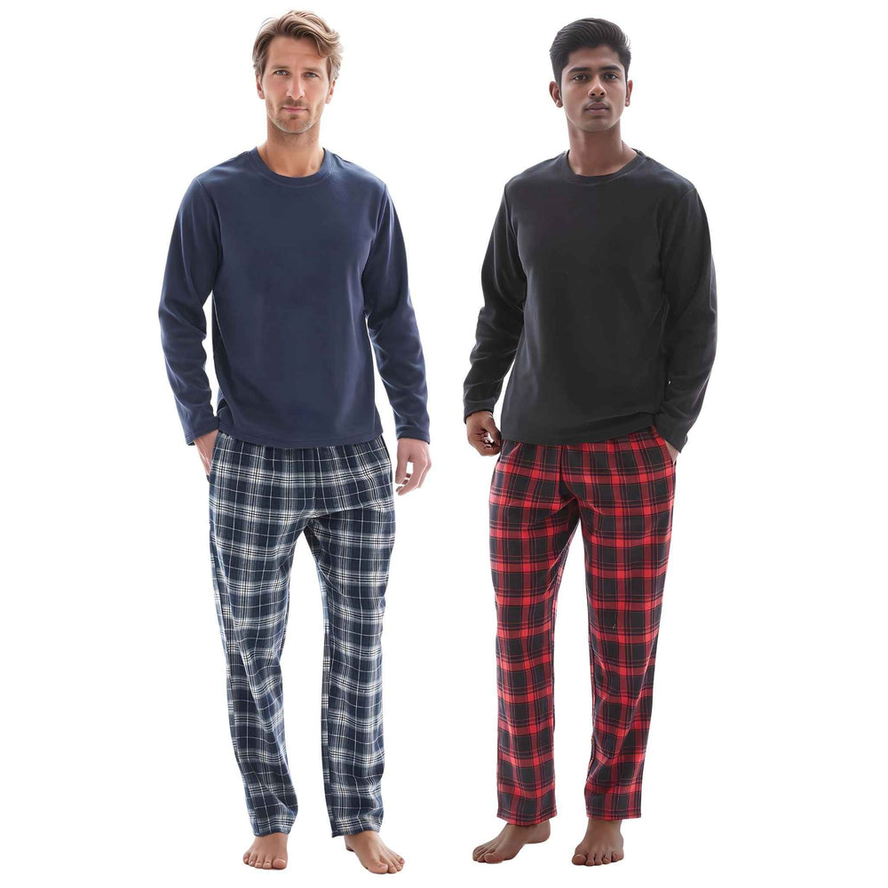 Men's Thermal Fleece Lounge Set with Cozy Check Cotton Pants