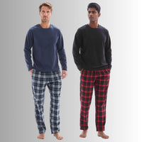 Men's Loungewear Sets Fleece top, 100% Cotton Bottoms Red - Black - SaneShoppe