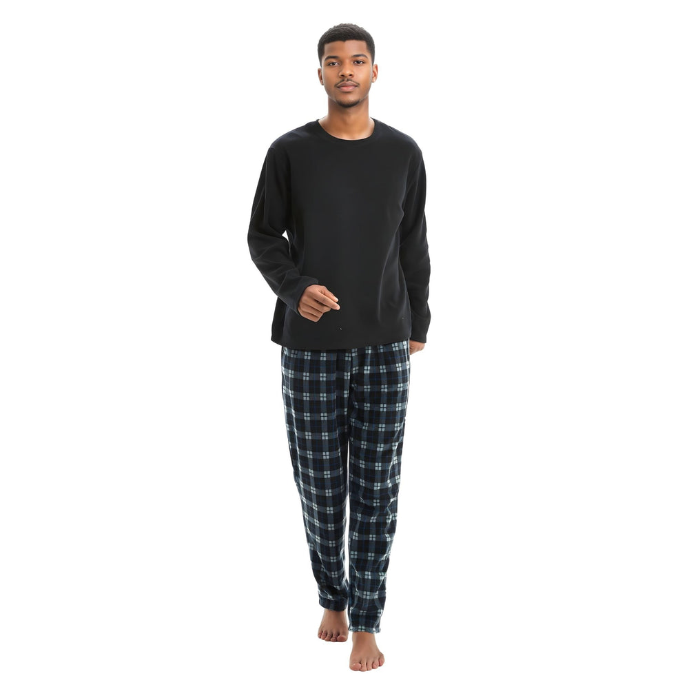 SaneShoppe Men's Black Long Sleeve Pyjama Set made of Fleece Loungewear. MSA-41-M