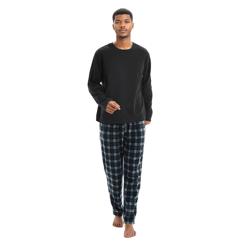 Men's Pyjamas Long Sleeve Set in Black. Comfy Pjs Thermal Fleece Loungewear. - SaneShoppe