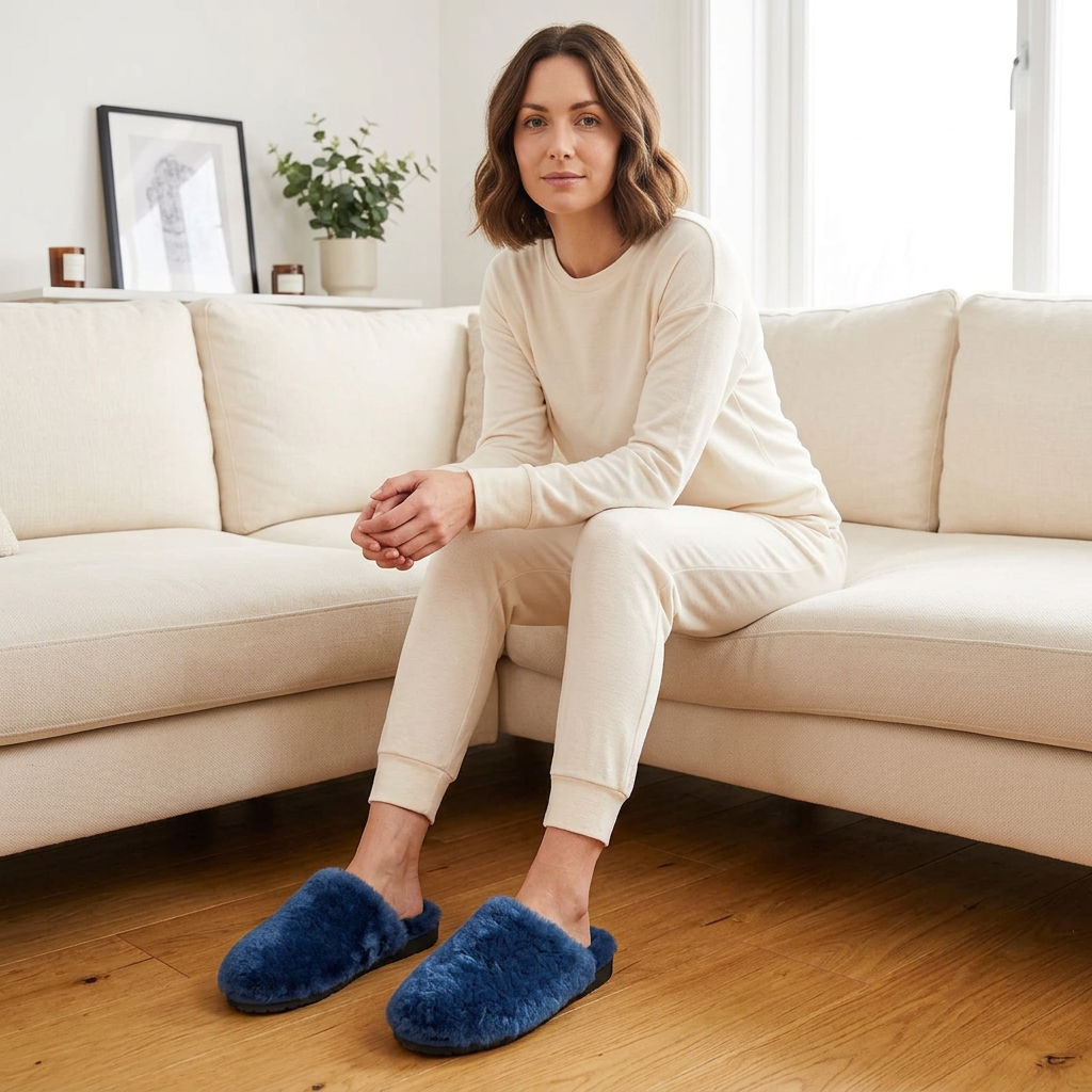 Women's Wool Slippers with Soft Shearling Lining for Cozy Winter Comfort