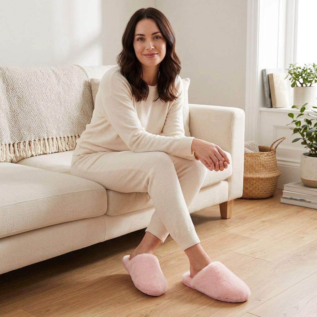 Women's Wool Slippers with Soft Shearling Lining for Cozy Winter Comfort